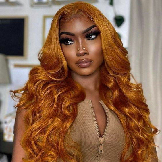 Glueless Wig Ginger Wig 13x4 Transparent Transparent Lace Front Wigs Body Wave Wig