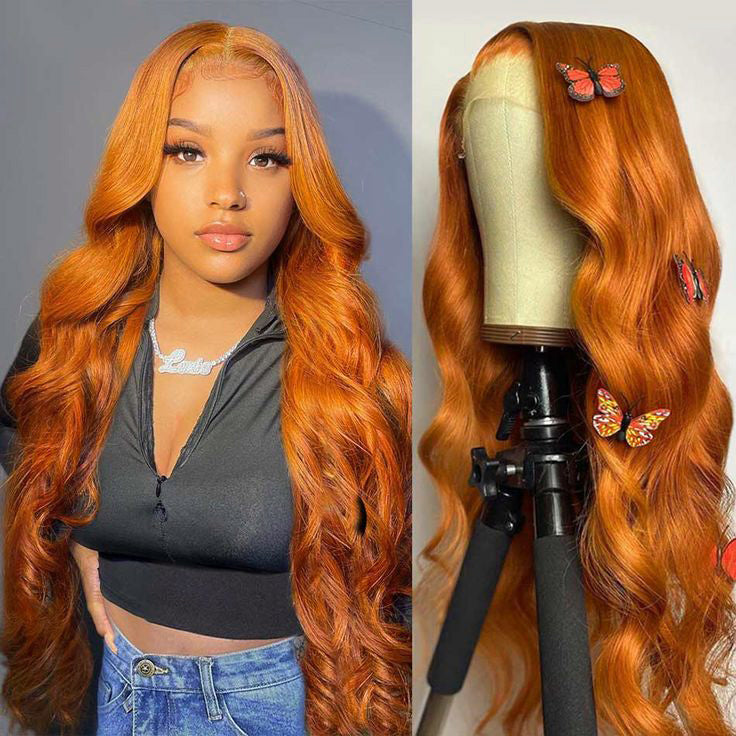 Glueless Wig Ginger Wig 13x4 Transparent Transparent Lace Front Wigs Body Wave Wig