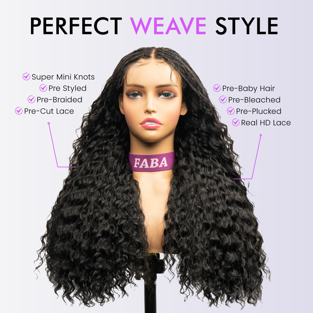 FABA Pre-Braided Lace Front Wig 9x6 HD Lace Glueless Wig with Bleached Knots & Pre-Styled Boho Braids