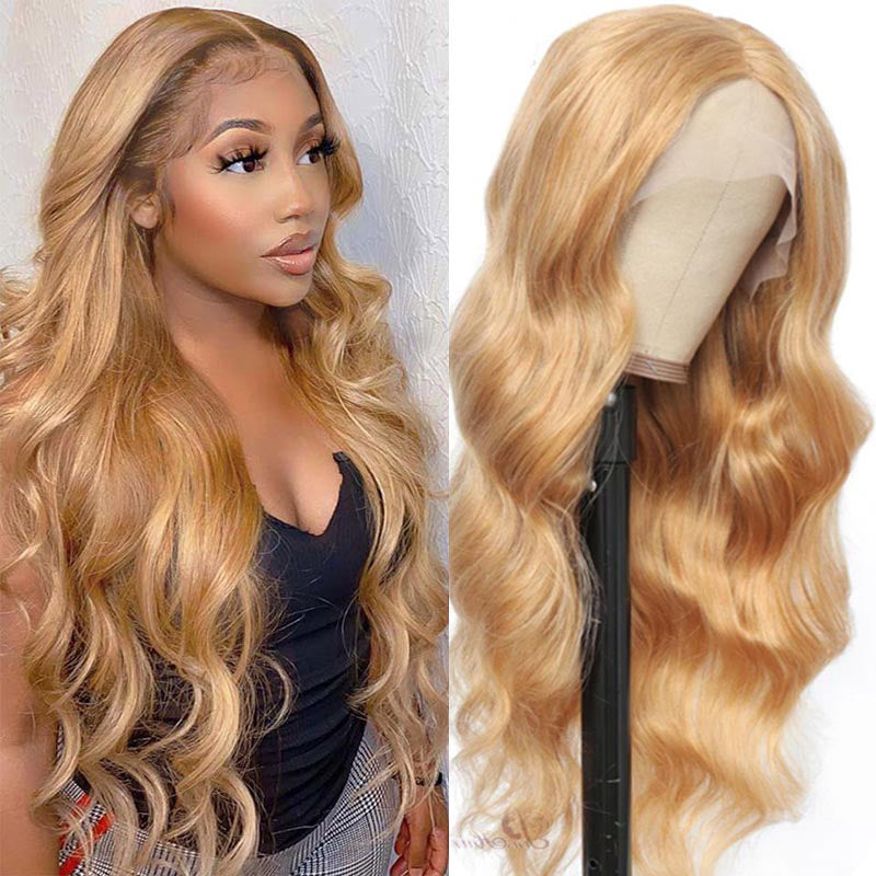 Clear Lace Body Wave 13x4/13x6 HD Lace Transparent Lace Front Wigs 180% Density Human Hair For Honey Blonde Color