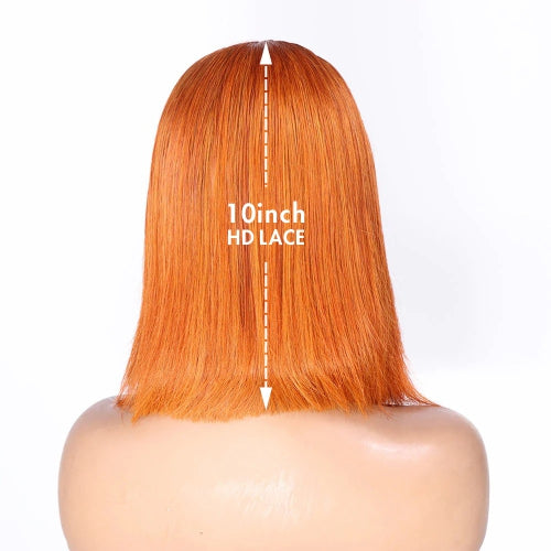 Ginger Orange Wig Put On Go Pre Max 9x6 HD Lace Wig Glueless Wig Short BoB Wig Pre-plucked