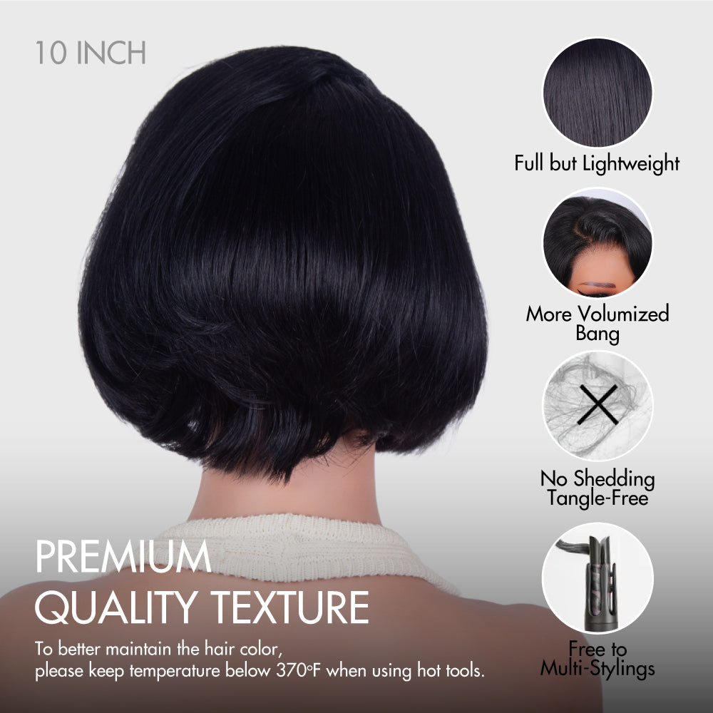 Chic Layer Cut 9x6 HD Lace Color Side Part Natural Black Hair Wig No Glue Pre Cut Lace