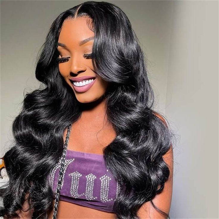 Natural Black Body Wave 13x4 Transparent Lace Front Wigs 180% Density 100% Human Hair