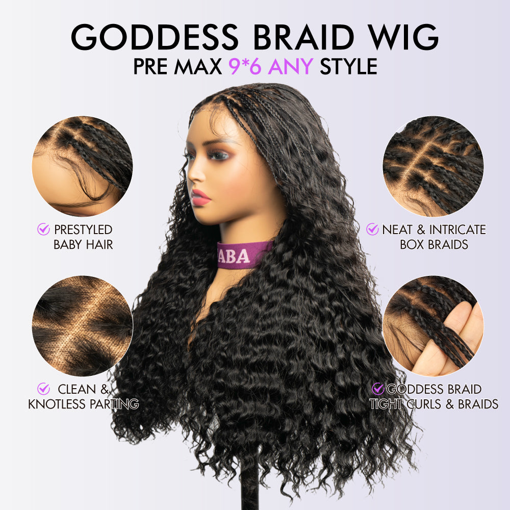 FABA Pre-Braided Lace Front Wig 9x6 HD Lace Glueless Wig with Bleached Knots & Pre-Styled Boho Braids