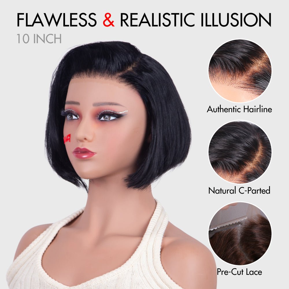 Chic Layer Cut 9x6 HD Lace Color Side Part Natural Black Hair Wig No Glue Pre Cut Lace