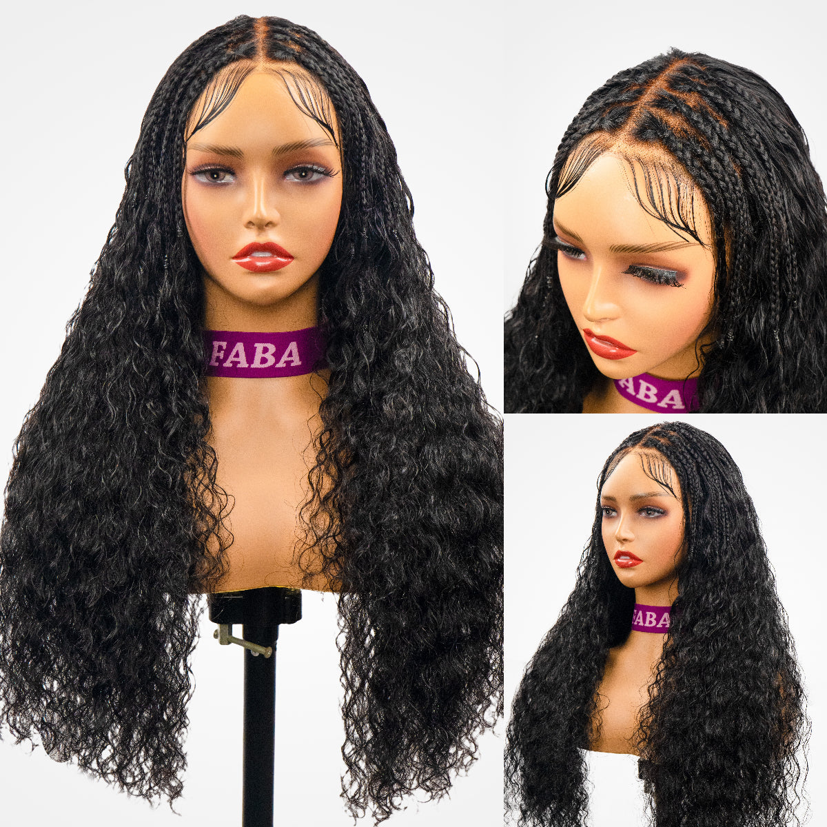 FABA 7x5 Lace Highlight Boho Braided Wig Curly Glueless Wig Transparent Lace Wig Bleached Knot Baby Hair
