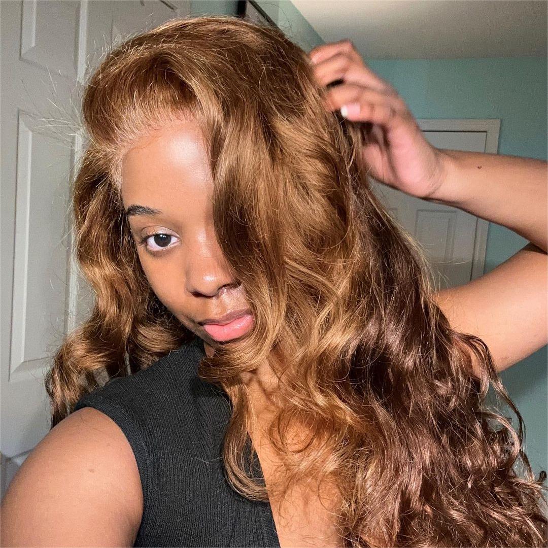 New H30/4 Brown Dark Color Body Wave Wig 180% Density Human Hair Wig