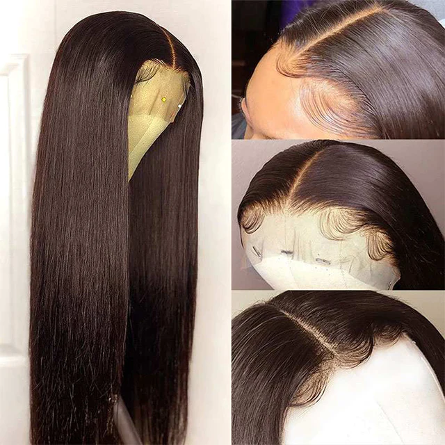 Brown Straight 360 Transparent Lace Front Wigs 180% Density