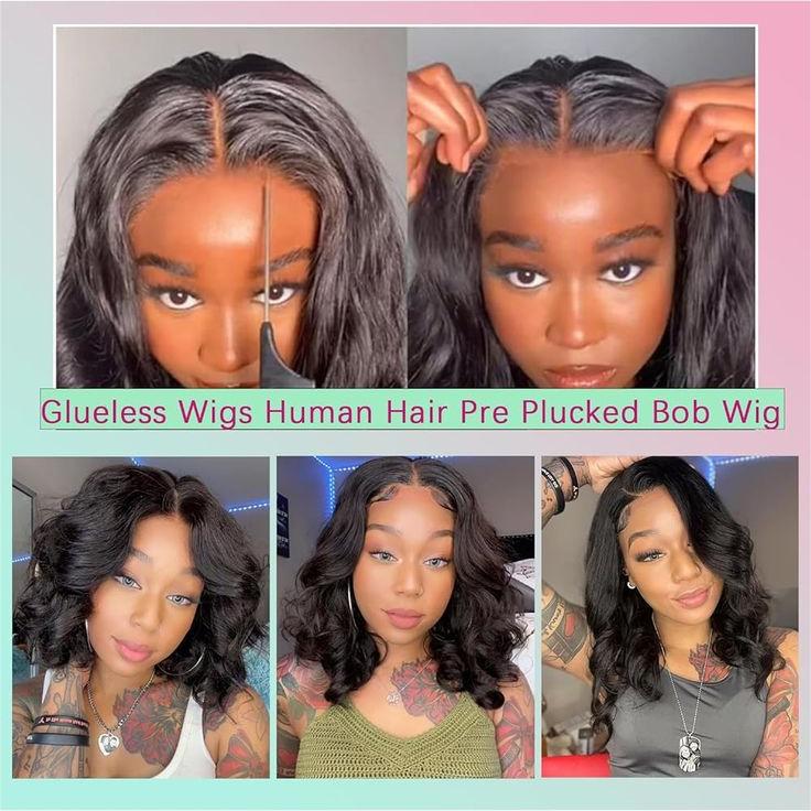 Short Glueless Body Wave Bob Wig 9x6 HD Lace/13x4 Lace Front Human Hair With Breathable Cap