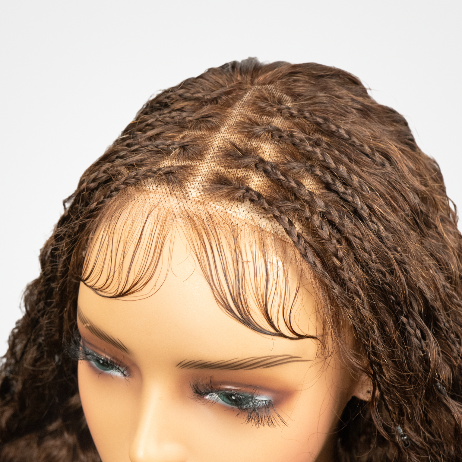 FABA 7x5 Lace Wig Pre-braided Boho Braids Brown Glueless Wig Transparent Lace Wig Bleached Knots With Baby Hair