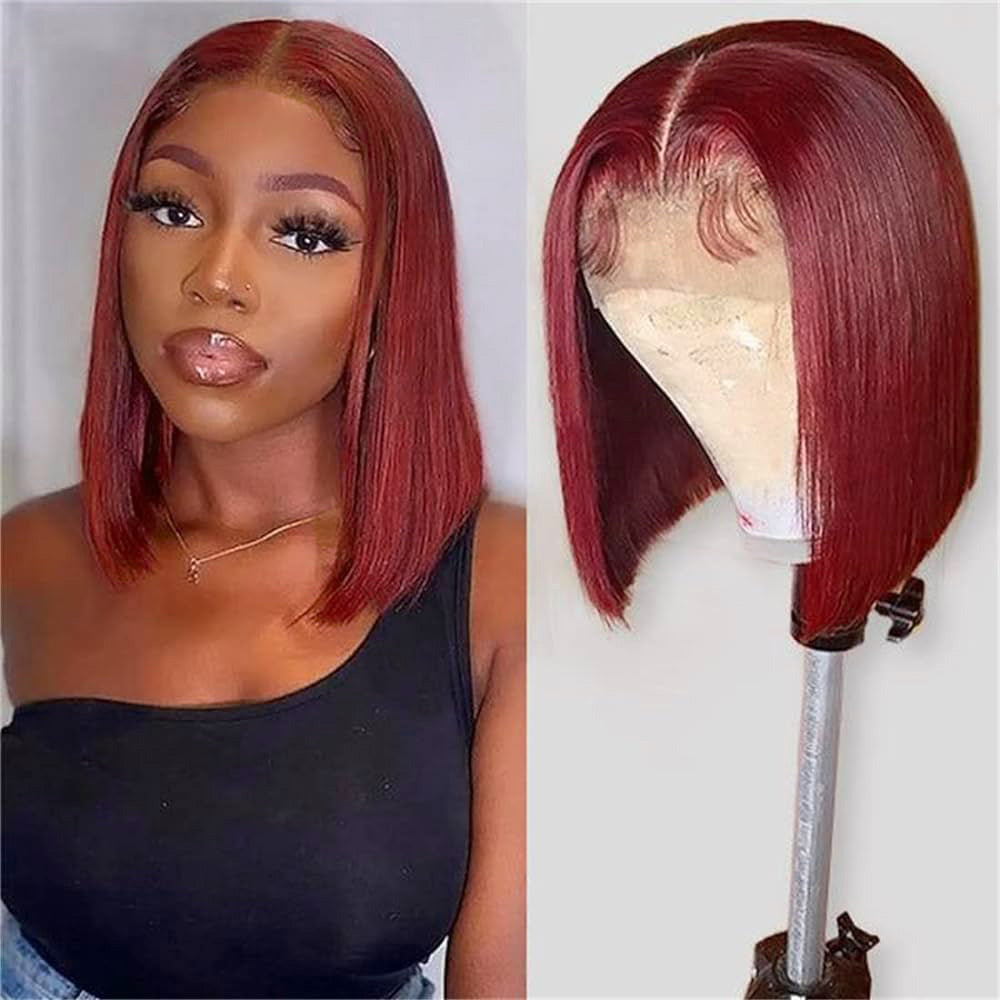 Burgundy Bob Wig Straight Wigs 13x4/13x6 Lace Wig Human Hair Wig