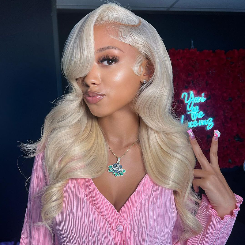 613 Blonde Wig Body Wave Wig 360 Transparent Lace Front Wigs 180% Density