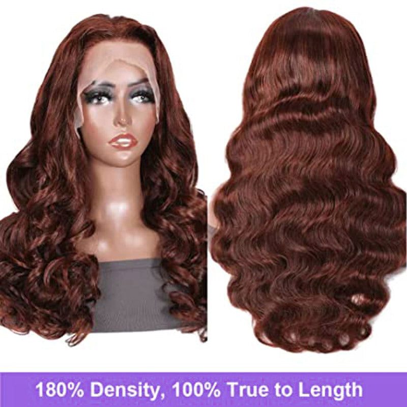Body Wave Wig 150% Density Reddish Brown Wig 360 Lace Wigs Human Hair Wig