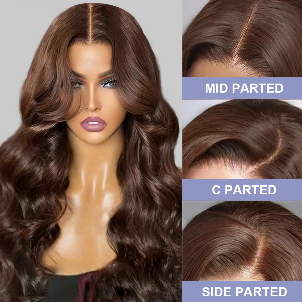 Pre-Cut Lace Wear Go Glueless Wig Dark Brown Pure Color Body Wave Breathable