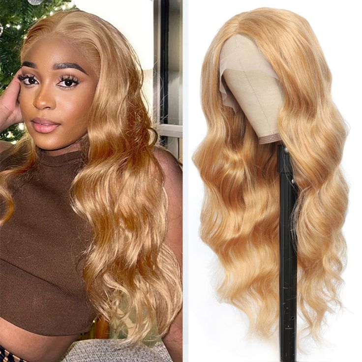 Clear Lace Body Wave 13x4/13x6 HD Lace Transparent Lace Front Wigs 180% Density Human Hair For Honey Blonde Color
