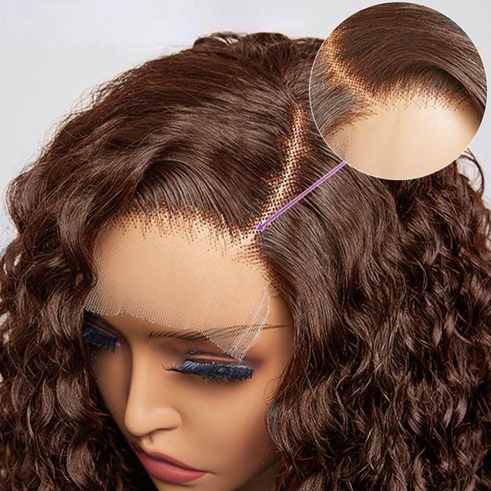 Pre-Cut Lace Wear Go Glueless Wig Dark Brown Pure Color Curly Breathable