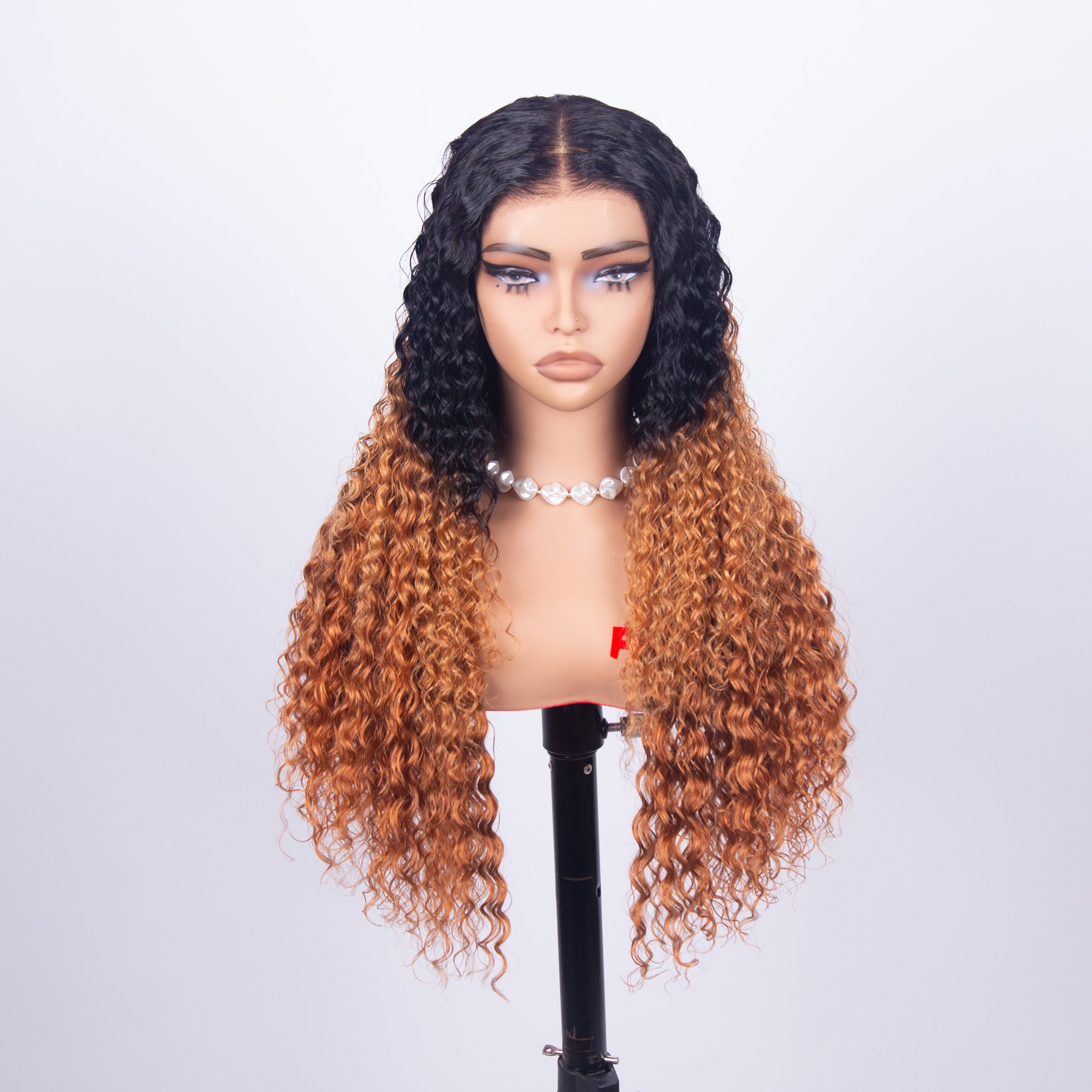 T1B/30 Two Color Splicing Curly Wig Lace Front Wig Natural Look 100% Human Hair