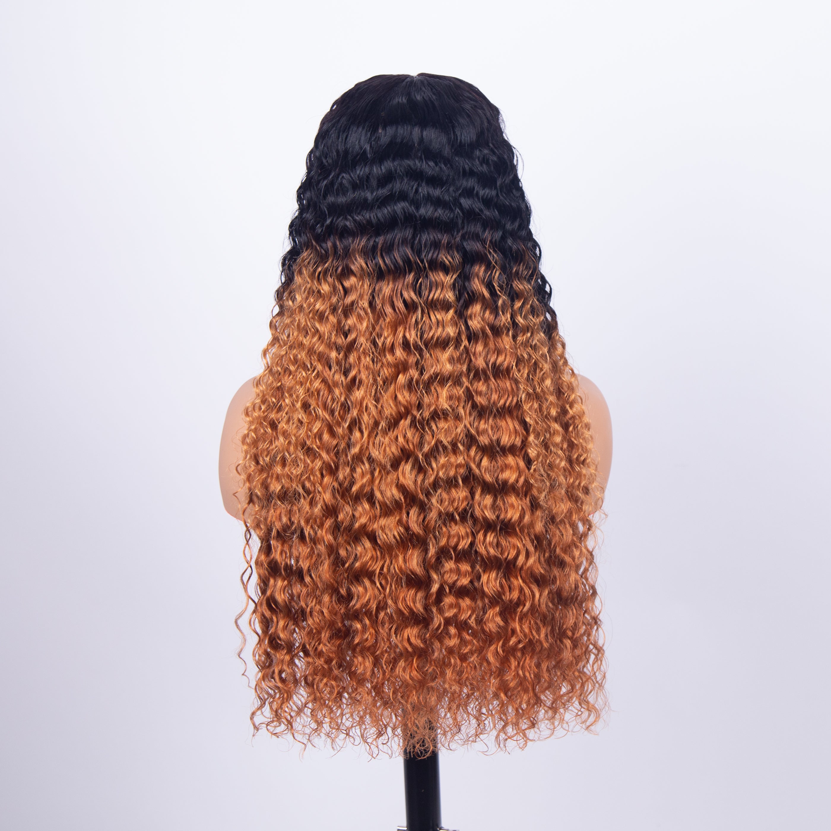 T1B/30 Two Color Splicing Curly Wig Lace Front Wig Natural Look 100% Human Hair