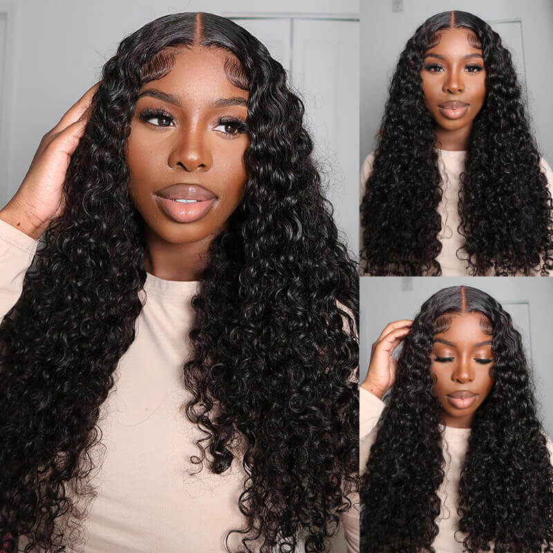 FABA Glueless Transparent Lace Wig Natural Black Curly Wear&Go Wig Beginner-Friendly