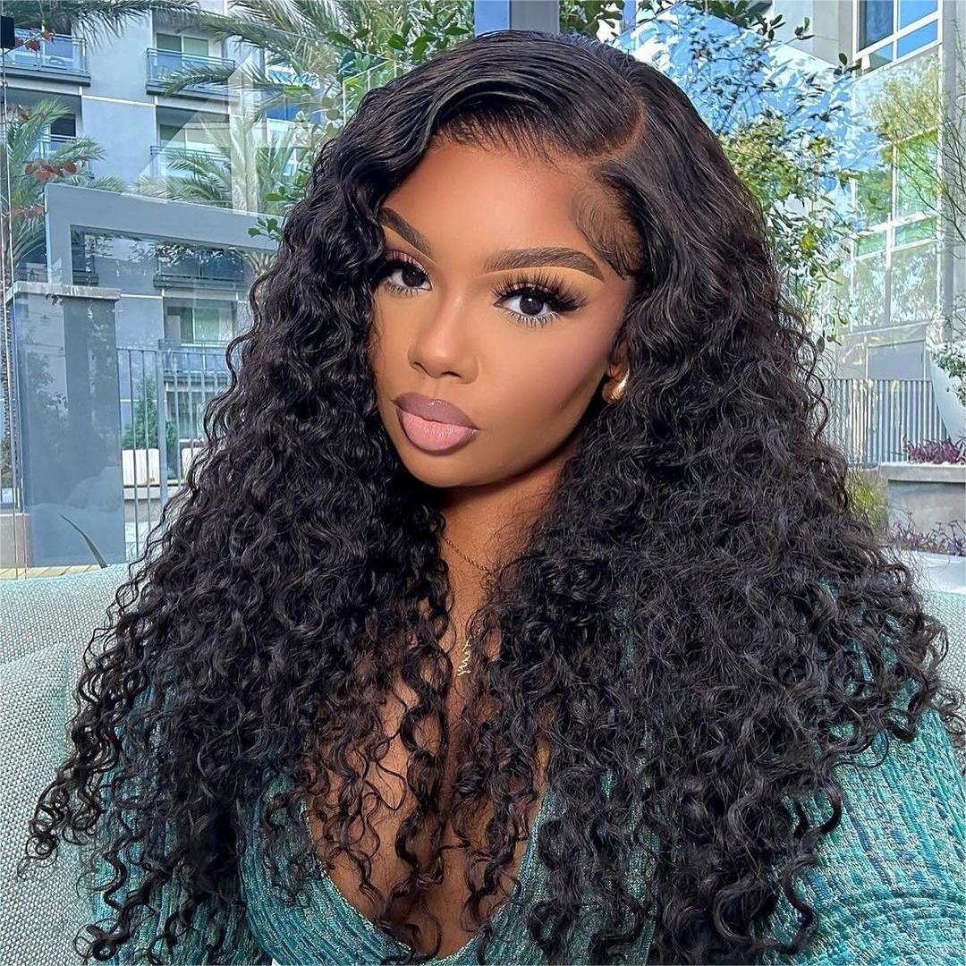 Natural Color Curly Wig 13x4/13x6 Transparent Pre Cut Lace Wigs 180% Density