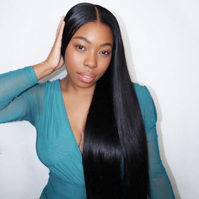 Glueless Wig Tiny Knot Transparent Lace 7x5 Lace Black Straight/ Brown Highlight Color Wig With Bleached Knots