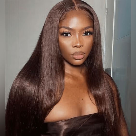 Pre-Cut Lace Wear Go Glueless Wig Dark Brown Pure Color Straight Breathable