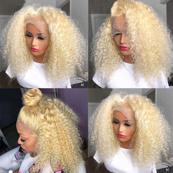 #613 Blonde Wig Curly Short Bob Wig 180% Density  13x4/13x6 Closure Lace Front Wig