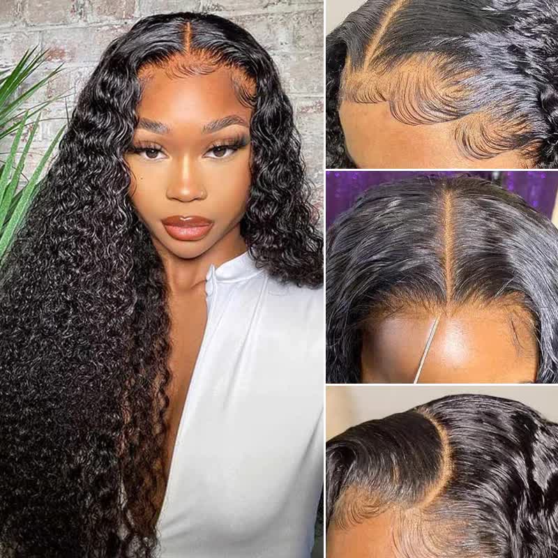 FABA Glueless Transparent Lace Wig Natural Black Curly Wear&Go Wig Beginner-Friendly