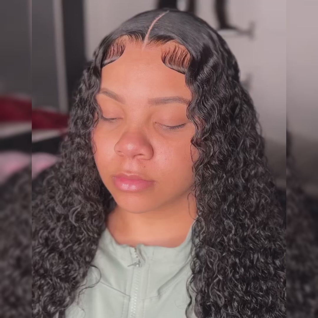 FABA Wigs Best 360 Transparent Lace Front Wigs Pre Cut Black Curly Wig