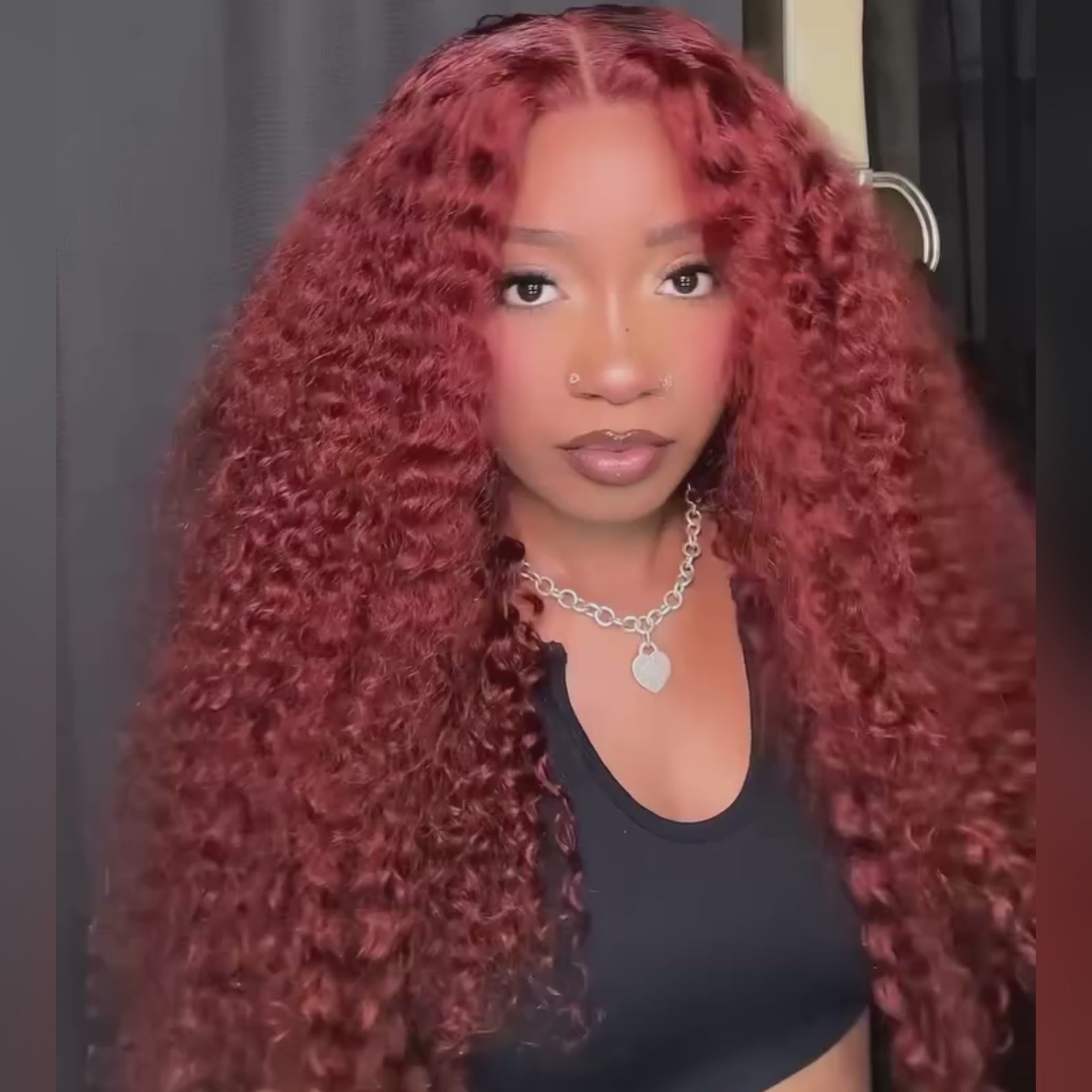 Reddish Brown Wear Go Glueless Wig Pre Plucked Water Wave Wig 180% Density