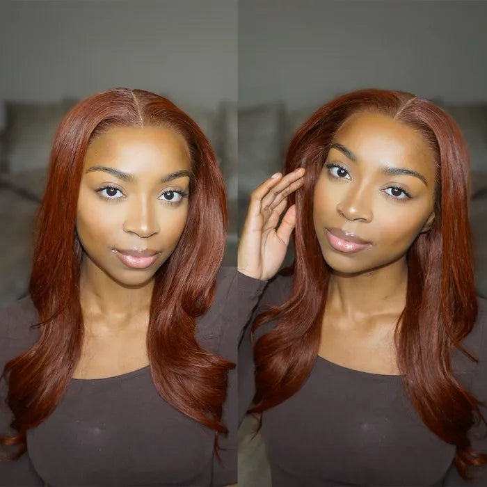 Reddish Brown Wig Straight 360 Transparent Lace Front Wigs 180% Density Wig