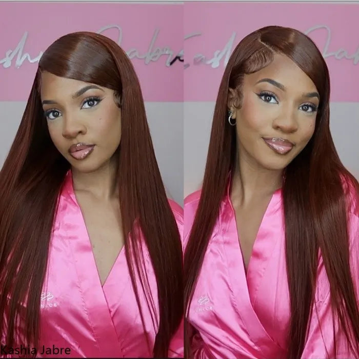 Reddish Brown Wig Straight 360 Transparent Lace Front Wigs 180% Density Wig