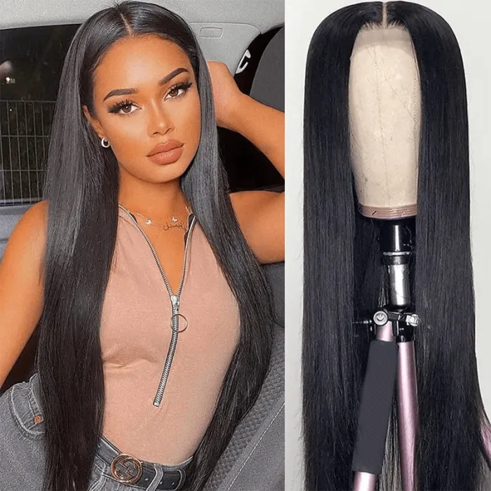 Natural Black Straight 360 Lace Wigs