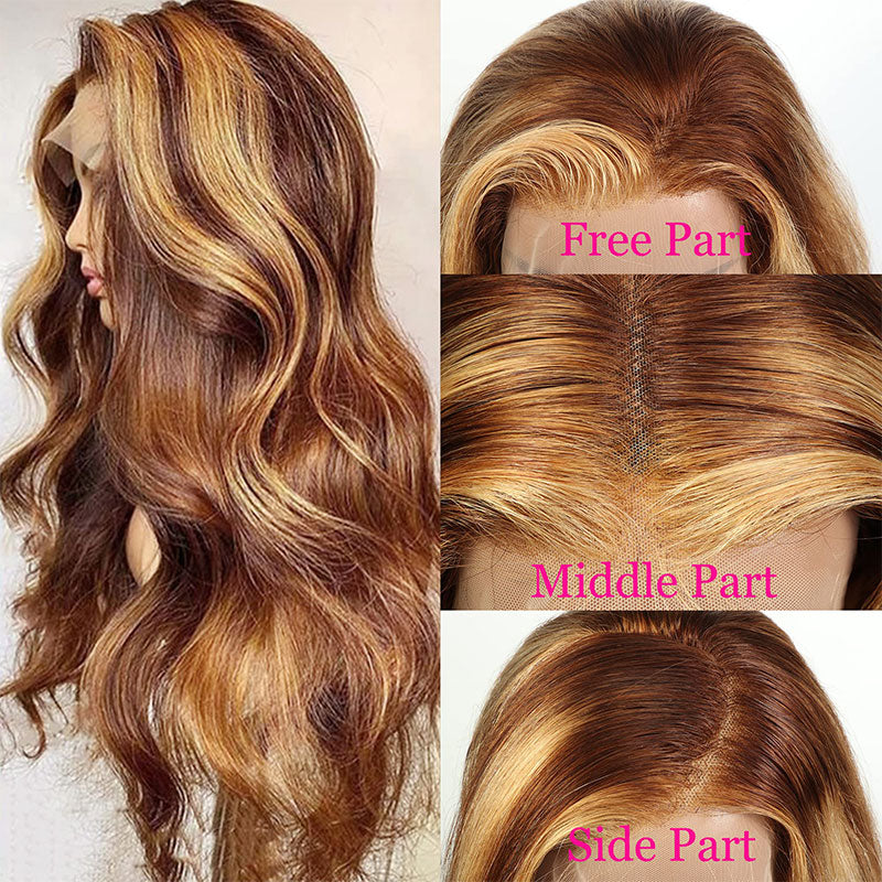 Faba Honey Blonde Wig Piano Color Body Wave Wig 360 Transparent Lace Front Wig