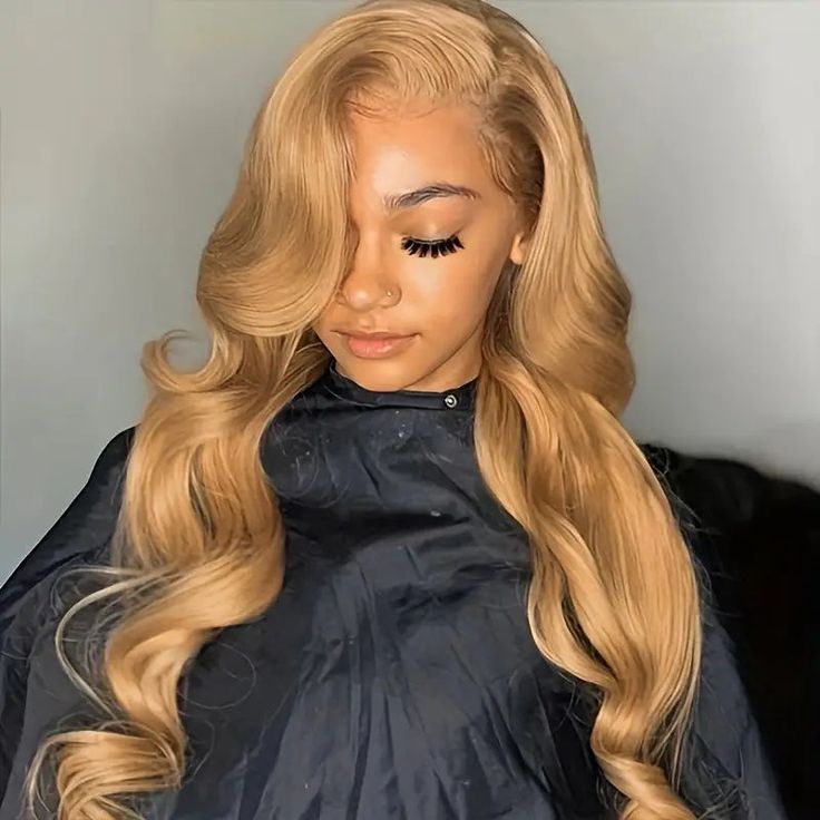 #27 Honey Blonde Colored Wig Body Wave Closure Human Hair Wigs