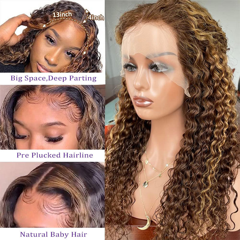 Highlight Ombre Color Wig 4x4/13x4/13x6 Transparent Frontal HD Lace Front Wig