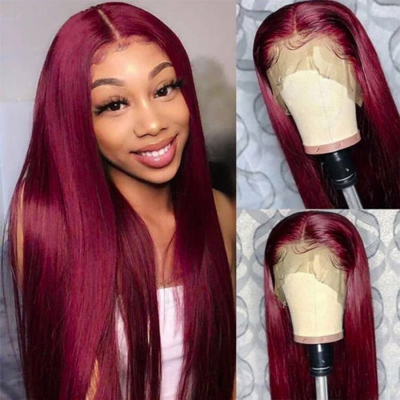 FABA Best Straight Wig 99J Color Wig 4x4/13x4/13x6 Lace Wigs 180% Density Pre Plucked Human Hair Wig