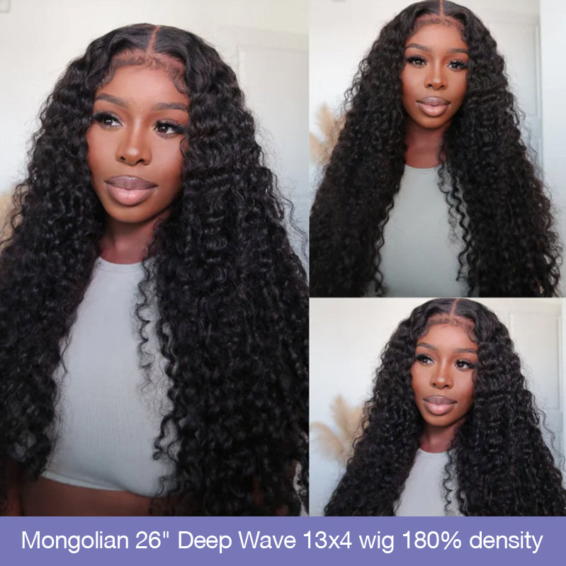 Natural Color Curly Wig 4x4/13x4/13x6 Transparent Pre Cut Lace Wigs 180% Density