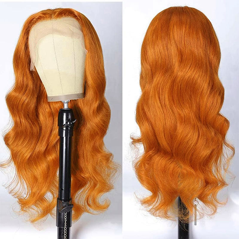 Glueless Wig Ginger Color Wig 13x4 Lace Body Wave Human Hair 180% Density Wig