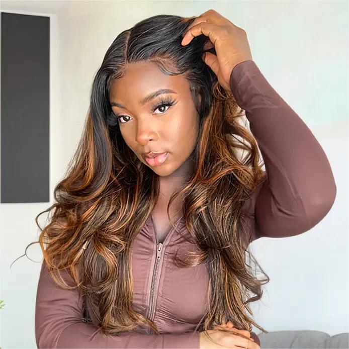 Piano 1B/Ginger Body Wave HD Lace Front Wigs 180% Density Human Hair