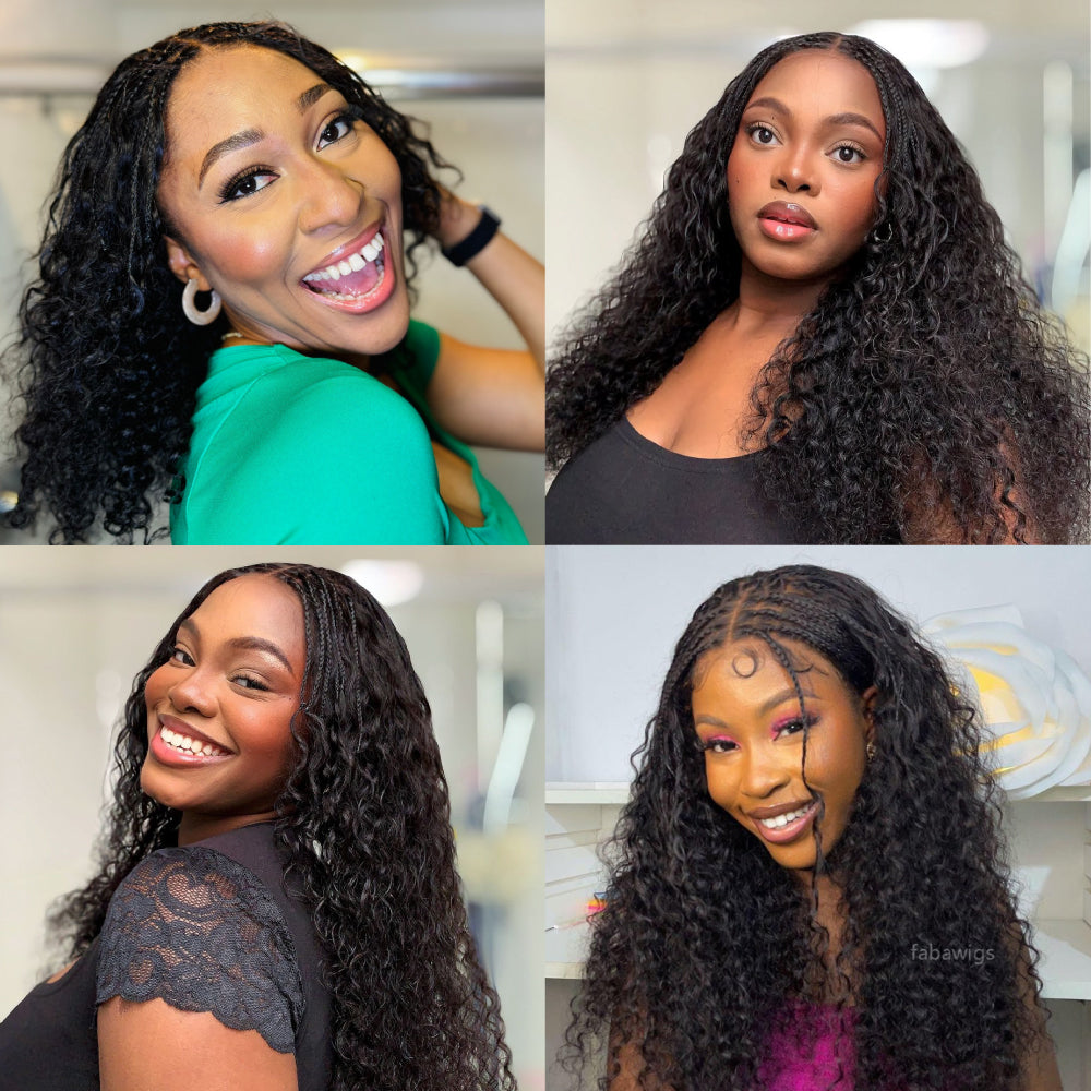 FABA Pre-Braided Goddess Braid PreMarting Wear GO Wigs Lace Wig Natural Black Wig With Bleached Bye Bye Knots