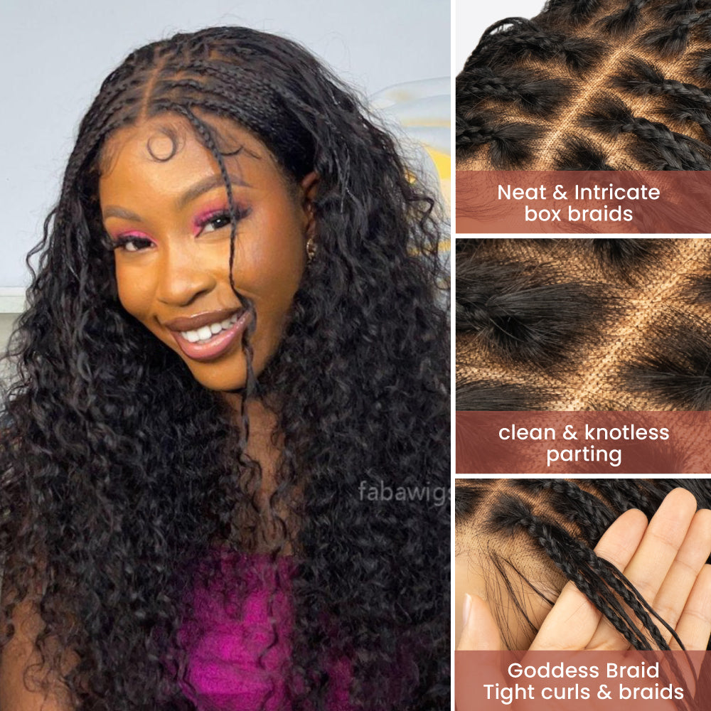 FABA Pre-Braided Lace Front Wig 9x6 HD Lace Glueless Wig with Bleached Knots & Pre-Styled Boho Braids