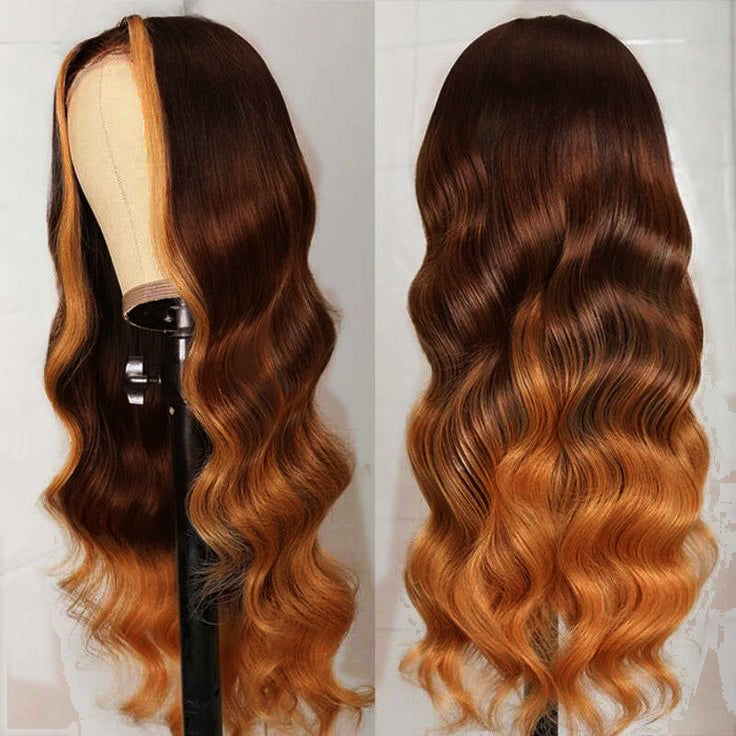 Ombre #4/30 Highlight Color Body Wave Lace Wig 4x4/13x4/13x6 Lace Front Wig