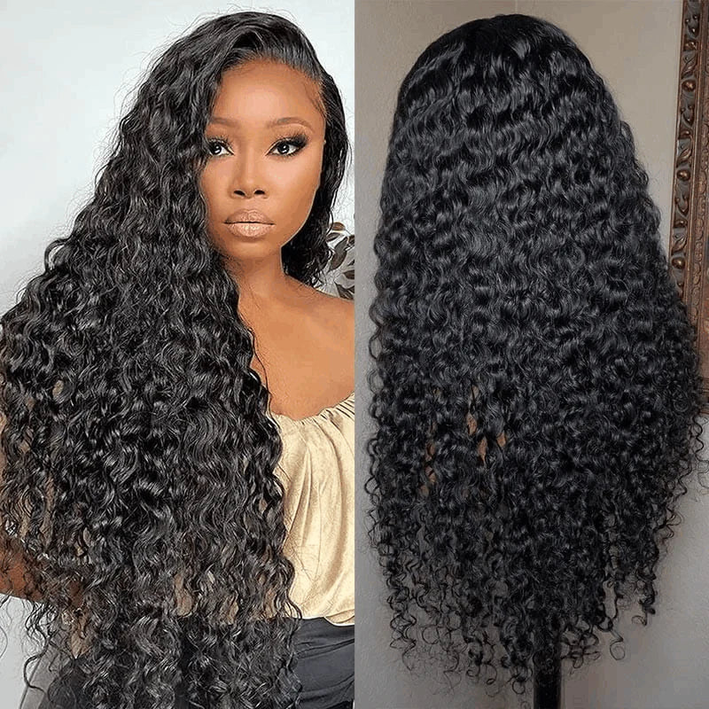 FABA Wigs Best 360 Transparent Lace Front Wigs Pre Cut Black Curly Wig