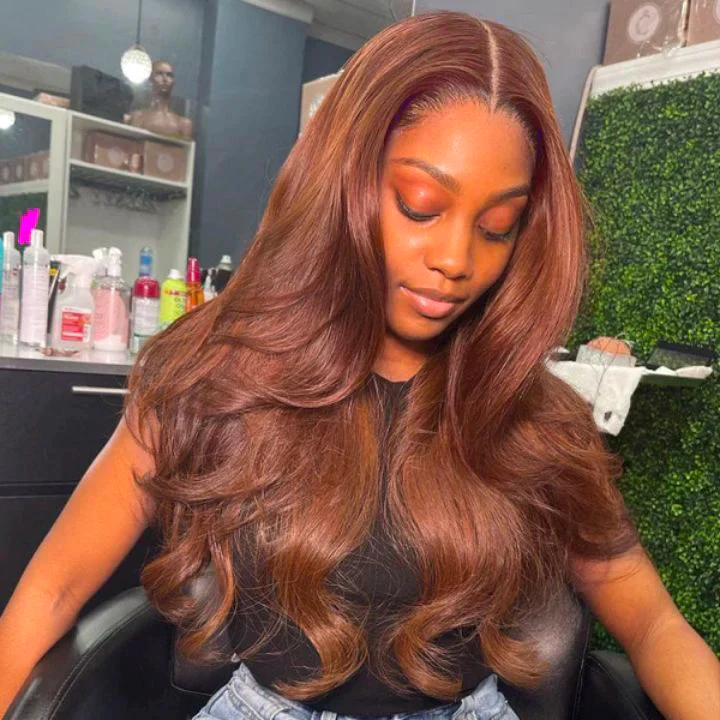 Brown Wig Body Wave 360 Lace Wig 100% Human Hair #4 Colored Wig