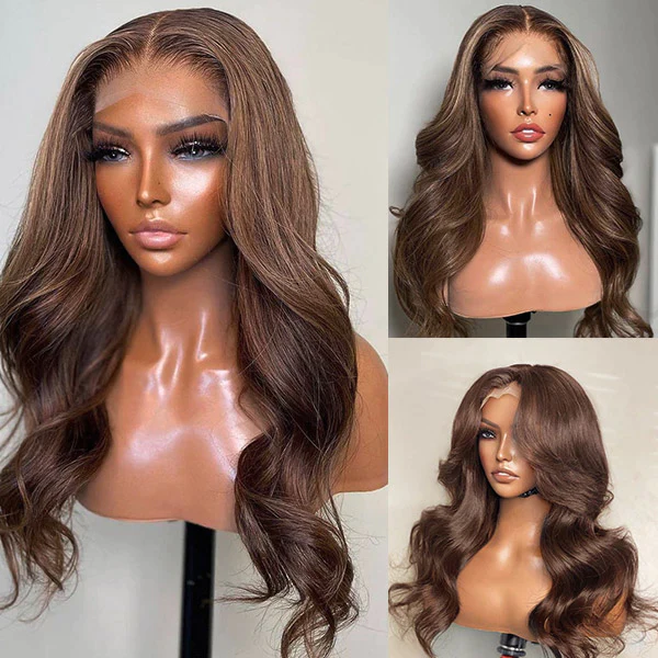 Brown Wig Body Wave 360 Lace Wig 100% Human Hair #4 Colored Wig