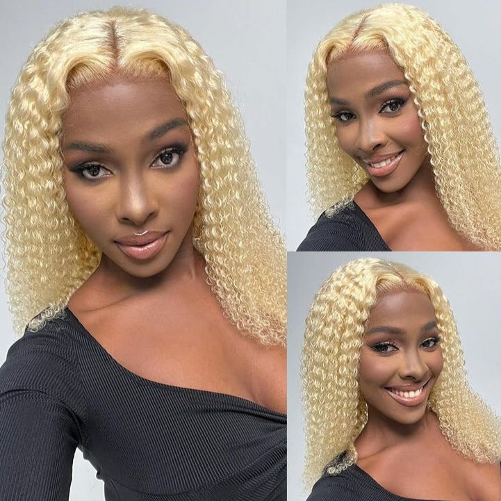 #613 Blonde Wig Curly Short Bob Wig 180% Density 4x4 Closure 13x4/13x6 Lace Front Wig