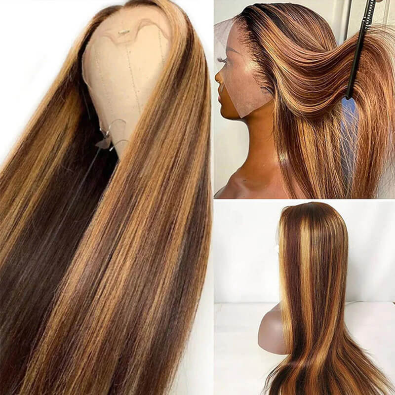 Piano Color 4/27 Wig 180% Density Wig Straight Human Hair Wig