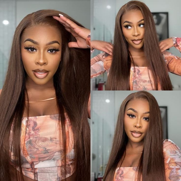 FABA 9x6 HD Lace Straight Wigs Glueless Wig Brown Color Pre-Bleached ByeBye Knots Wigs Natural Hairline Wigs