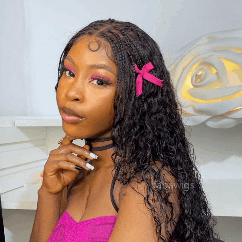 FABA Pre-Braided Boho Braid Pre-Marting 9x6 HD Lace Wig Natural Black Glueless Wig With Bleached Bye Bye Knots